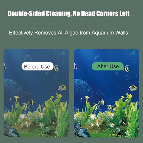 Magnetic Fish Tank Cleaner Powerful Brush Scrubber Remover | Fish Tank Cleaning Tools for Home Kitchen Living Room Saltwater Algae Turtle Reptile Terrarium Water Wall Betta Fish Tank - color: White