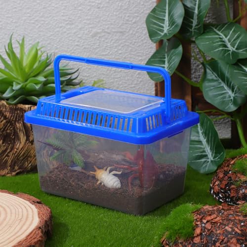 SEWACC Plastic Turtle Tank with Lid, Portable Aquarium Enclosure for Home and Travel, Clear Reptile Carrier Box for and Lizards, Sturdy Pet Habitat