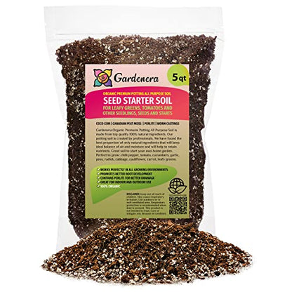 Premium Organic Seed Starter Soil - 5 Quart - All-Purpose Organic Potting Soil for Happy Seedlings and Plants by Gardenera - size: 5 Quart Bag, style: #2 SEED STARTER MIX