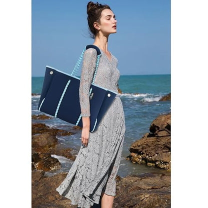 Hibala Neoprene Multipurpose Beach Bag,Gym/Travel/Pool Bag,Tote For Women&Men - color: Blue