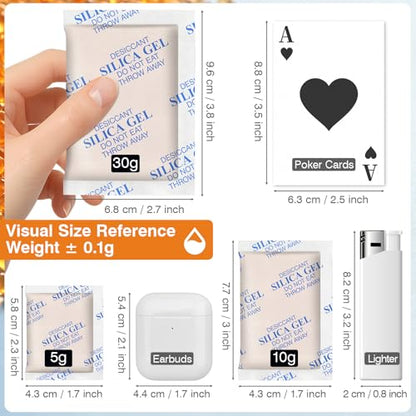 100PCS 10g Silica Gel Packets, Moisture Absorbers Rechargeable Desiccant Beads for Storage, Food, Jewelry, Electronics, 3D Printer Filament, Clothes, Iron Tools, Precision Instruments - size: 10g * 100 pack