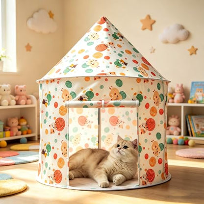 Cat Bad Pop Up Collapsible Yurt Tent, Pet Rest Hut for Indoor | Foldable Cats Cave Hideout Pet Toys ,Cat Rest Hut for Bunny, Guinea Pig, Ferrets, Puppy - color: Pale pink