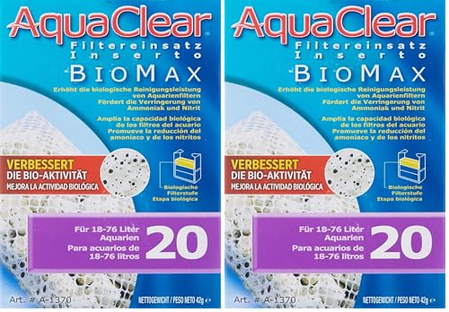 Aqua Clear AquaClear 20 BioMax, Aquarium Filter Replacement Media, A1370A1 (Pack of 2) - size: AC20 (Old) 2-Pack