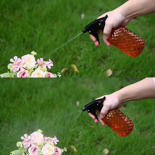 Glass Handheld Spray Bottle - 12oz Refillable Bottle ，Adjustable Nozzle Watering Can for Garden Plants Cleaning Solutions (Orange) - color: Orange