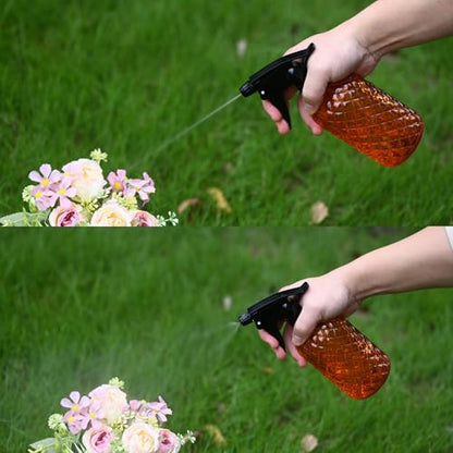 Glass Handheld Spray Bottle - 12oz Refillable Bottle ，Adjustable Nozzle Watering Can for Garden Plants Cleaning Solutions (Orange) - color: Orange