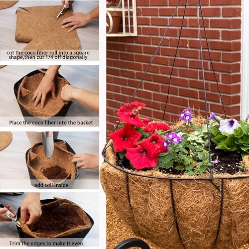 Coco Liner Roll 16x40 Inch Natural Coconut Fiber Mat for Planters - size: 16in X 40in