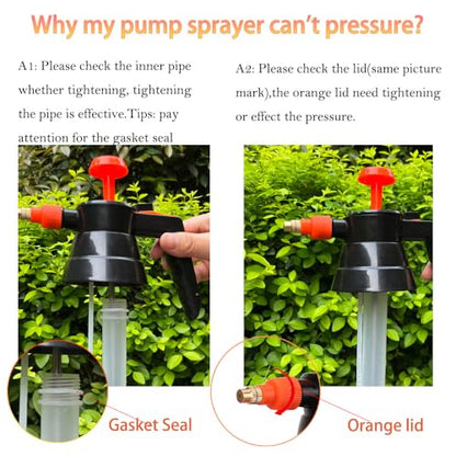 MRPAPA Pressurized Hand Sprayer - Multi-Purpose Garden Sprayer 35 Oz with Adjustable Nozzle (1L-Orange) - color: 1L-orange