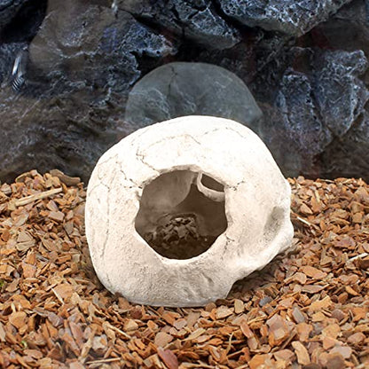 Skull Fish Shrimp Cichlid Hide Cave Reptiles Shelter Lizards Spider Aquarium Decoration Skull Rock Betta Fish Hideout Breeding Hatchery (Skull)