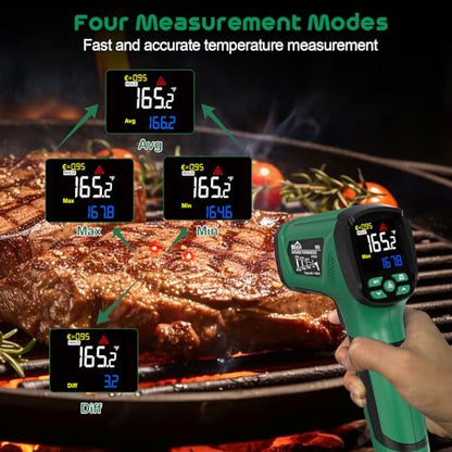 Infrared Thermometer Gun,SQECH Laser Thermometer Gun -40℉～2192℉(-40℃～1200℃),50:1 Non-Contact High Temp Thermometer with Thermocouple Probe,Color Backlight,Adjustable Emissivity,for Industry&Home - color: Green(-40℉～2192℉)