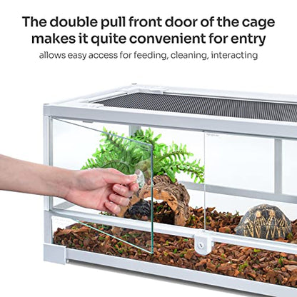 Full Glass Long Tank Reptile Terrarium 20 Gallon, Front Opening Terrarium 30" x 12"x 12" for Reptile Pets Gecko Lizard Snake, Double Front Opening Doors & Ventilation Top Screen (Knock-Down) - size: 30" x 12"x 12"