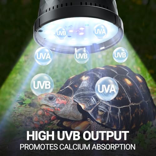 REPTI ZOO UVB Light Bulb for Reptile, 5.0 & 10.0 UVB UVA Reptile Light Bulb for Turtles Bearded Dragon Gecko Lizard Snake, Full Spectrum Sun Lamp Energy-Efficient & Natural Sunlight Simulation