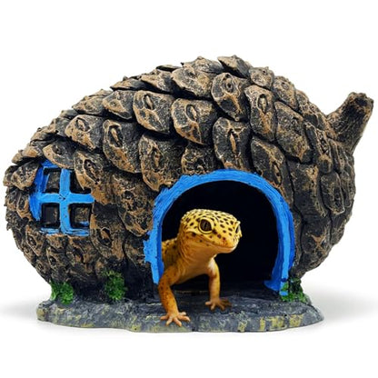 Bearded Dragon Reptile Hide Leopard Gecko Caves Pine Cone Lizard Hideout Tank Accessories Snake Décor Amphibian Habitat Tortoise Decoration - style: PINE CONE