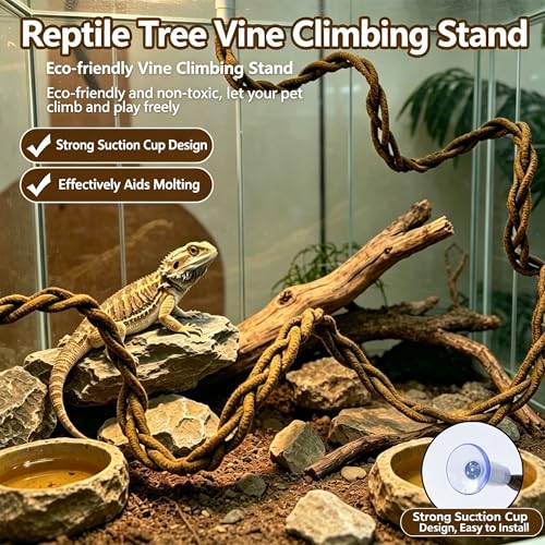 LIYAOLI Reptile Vines with Suction Cups,Realistic Bark Climbing Branch for Reptiles, Reptile Bridge for Terrarium Decor,Gecko Snake Chameleon Cage Bearded Dragon Tank Accessories (21 Inch - 1pack) - size: 21 Inch - 1pack