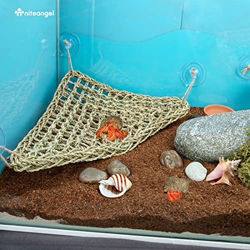 Niteangel Bearded Dragon Seagrass Hammock: Triangle 17'' x 12.5'' | Add More Climbing Space & Entertainment - Reptile Lounger for Chameleon Lizards Gecko Snakes Lguana Reptiles Tortoise - size: Triangle 17'' x 12.5''