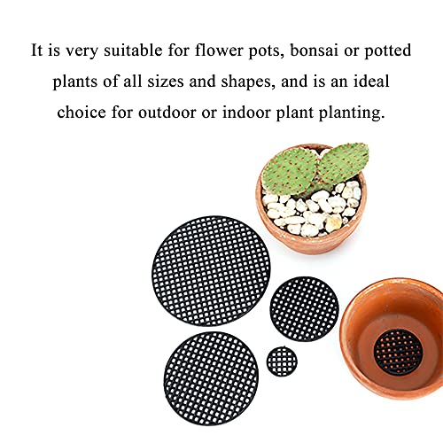 HAHIYO 20PCs 2.95Inch/7.5Cm Black Round PP Plastic Flower Pot Hole Mesh Pad Bottom Grid Mat Bonsai Drainage mesh Hole Screens Gasket Prevent Soil Loss Breathable Gasket Drainage Netting for Bonsai - size: Round-2.95In-20P