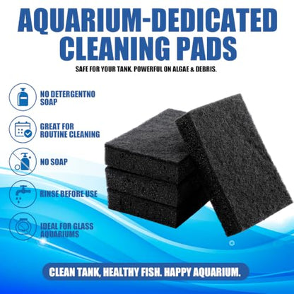 24 Pack Cleaning Pad Fish Tank Maintenance Tool 4 x 6 Inches Double Side Pad Aquarium Cleaning Sponge for Glass Acrylic Turtle Fish Tank Supplies (Black)
