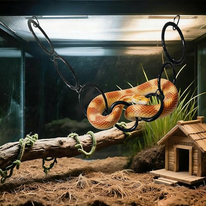 GZZHPFYSnake Climb Chain Toy Ball Python Ring Corn Snake Enrichment Toy | Suitable for Ball Pythons and Corn Snakes, Black | Snake Reptile Enrichment Toy, Suitable for Various Small Reptiles