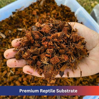 Premium Coconut Chip Substrate for Reptiles by ReptiPlus - 10 LB Compressed Block Expands up to 72 Quarts - Natural Bedding for Ball Pythons, Tortoises, Hermit Crabs, Bearded Dragon Habitats