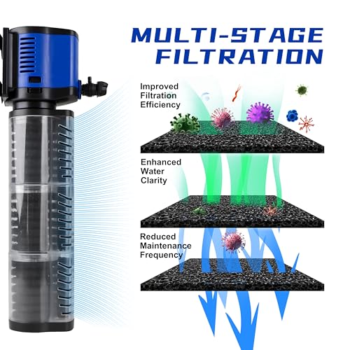 coospider-repta Aquarium Filter for 100-300 Gallons Tank, Powerful 660GPH Internal Fish Tank Filter, Pump Submersible Filter with Sponge for Large Fish Tanks, Turtle Tanks - size: 100-300 Gallon Fish Tank
