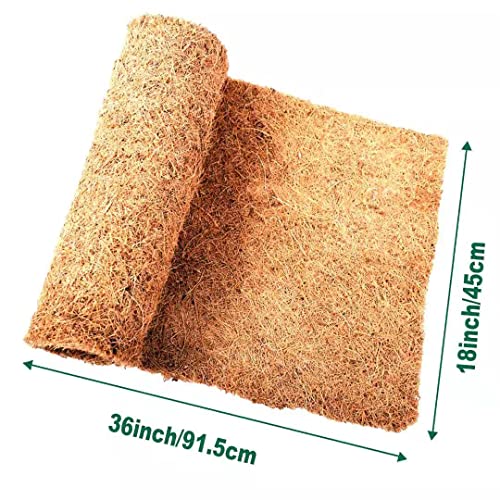 Reptile Carpet Coconut Fiber, 36" x 18" Reptile Terrarium Substrate Liner, Tortoise Bedding Carpet Mat Supplies for Pet Lizard, Chameleon, Bearded Dragon, Leopard Gecko, Iguana
