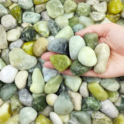 FANTIAN 10 lbs River Rocks, 1-2 Inch Polished Pebbles for Indoor Plants, Decorative River Stones for Succulent, Landscaping, Vases, Backyard, Crafting and Garden - color: Jade, size: 10 lbs, 1-2 Inch