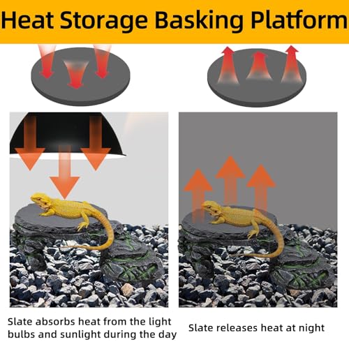 Reptile Basking Platform Gecko Hide Juvenile Beared Dragon Tank Accessories | 9.45"×5.31"×3.15",Resin,with a rock platform,Box packaging,Turtle habitat accessories,for Lizard Leopard Crested Gecko - style: style 2