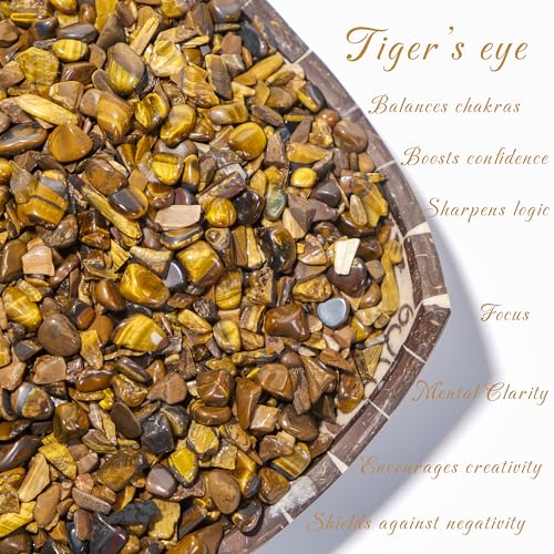 Yellow Tiger Eye Chips Bulk 1lb, 1200+ Pieces, 5-8mm Natural Gemstones - color: Yellow Tiger Eye, size: 1LB