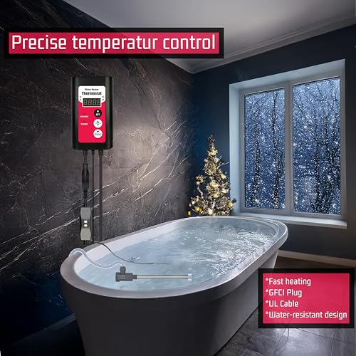 3000W Titanium Immersion Water Heater Portable Electric Pool & Bathtub Fully Submersible Water Heater with GFCI, Temp Control for Hot Tub, Above Ground Pool, Baptistry, Above Ground Pool