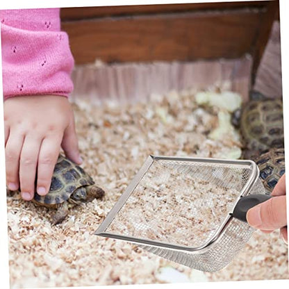 1Pc Stainless Steel Reptile Sand Shovel for Cleaning Tortoise Lizard Substrates Fine Mesh Design Durable Convenient Litter Box Accessory