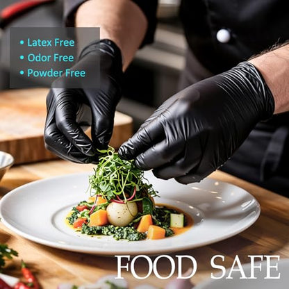 PROMEDIX P Black Disposable Nitrile Gloves, 6Mil 100 Pcs Food Safe Cooking Gloves Latex Free Rubber Gloves for Cleaning Exam - color: Black, size: Medium