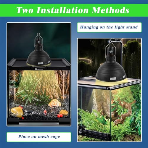 LUCKY HERP Reptile Light Fixture 8.1inch- Lightweight Aluminum Reflector Dome Reptile Light Fixture, Reptile Heat Lamp Fixture for UVB Light Bulb Basking Bulb Heat Bulb - size: 8.1 Inch