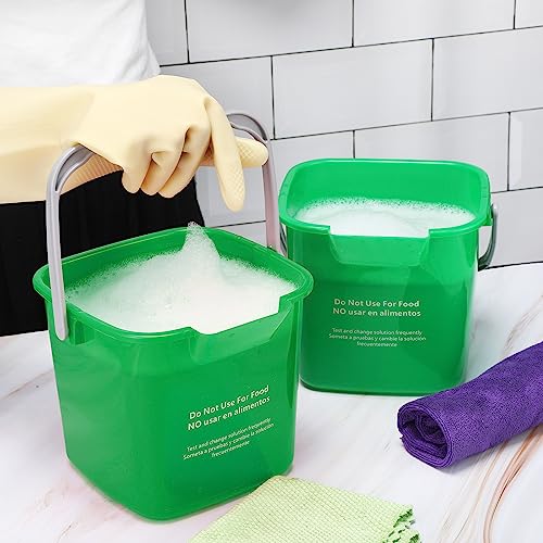 Lallisa 12 Pcs 3 Quart Cleaning Bucket Small Sanitizing Square Bucket Detergent Pail for Home Office Commercial Restaurant Kitchen Bathroom School (Green) - color: Green