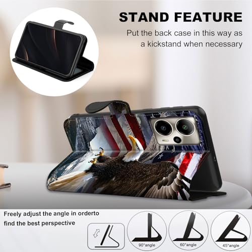 for Cricket Outlast 5G 2024 Wallet case with RFID Blocking Credit Card Holder Kickstand, Folio Flip PU Leather Shockproof Protective Cover for AT&T Motivate Pro 5G, Eagle Flag - color: Eagle Flag