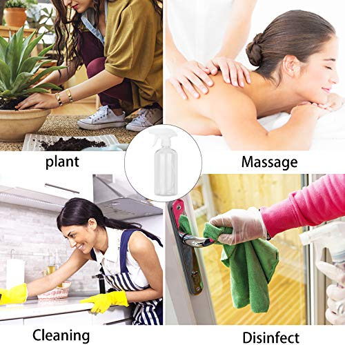 Plastic Spray Bottle, 17oz Refillable Versatility Sprayer, Clear, 4 Pack | Adjustable Mist & Stream Nozzle – For Water, Hair, Cleaning, Essential Oils, Plants, BBQ & DIY Spraying - color: Clear, size: 4 Pack/500ml