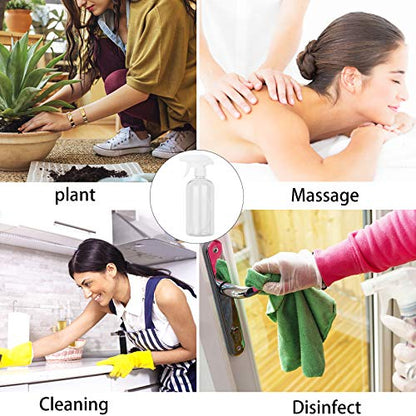 Plastic Spray Bottle, 17oz Refillable Versatility Sprayer, Clear, 4 Pack | Adjustable Mist & Stream Nozzle – For Water, Hair, Cleaning, Essential Oils, Plants, BBQ & DIY Spraying - color: Clear, size: 4 Pack/500ml