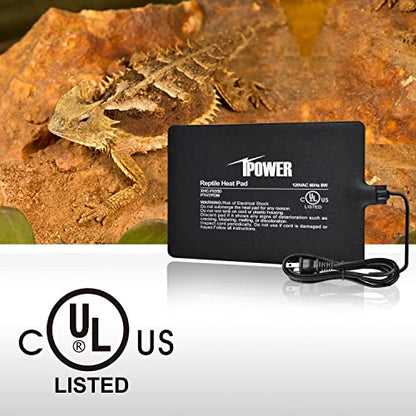 iPower Reptile Heat Pad Under Tank Terrarium Warmer Heating Mat for Turtle, Lizard, Frog, Snake, Reptile, and Other Small Animals, 6X8 Inch, 8W, 2 Pack - size: 6 X 8 Inch, style: 2 Pack