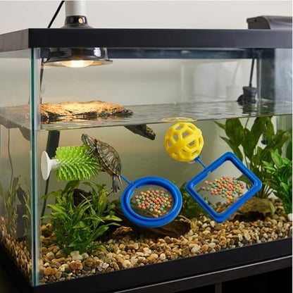 Turtle Tank Accessories 4-Piece Set, Turtle Tank Decor and Turtle Brush for Daily Feeding and Shell Cleaning