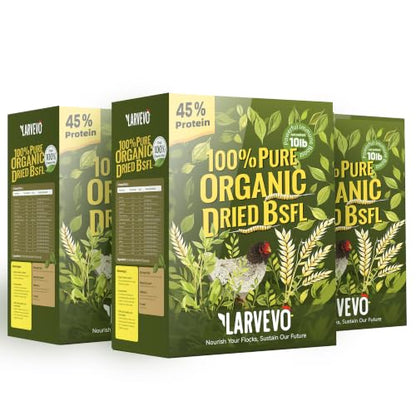 30LB Non-GMO Black Soldier Fly Larvae for Chickens 45% Protein High Calcium Chicken Feed Alternative to Mealworms, Dried BSF Larvae Chicken Treats for Laying Hens Ducks Birds Reptiles - size: 30 Pound (Pack of 1)