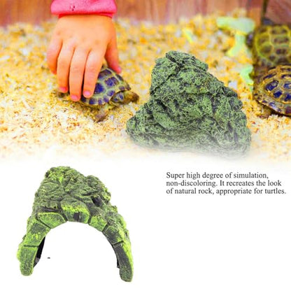Reptile Hide Cave, Secure Enclosed Basking Shelter for Terrarium Aquarium Resin Rock Look Large 1 Pack