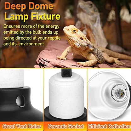 Reptile Reflector Dome Lamp Fixture, 5.5 inch Deep Polished Aluminum UVB Light Fixture for Reptile Glass Terrariums fit UVB UVA Bulb, Basking Heat Bulb, Ceramic Heat Emitter - size: 5.5 inch