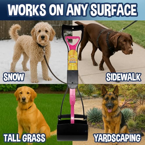 Bodhi Dog Complete Poo Pack- 24" Pooper Scooper, Poop Bags, & Waste Bag Holder, Ideal for Small to XL Pets - Durable, Easy-to-Use, Great for Grass, Gravel, & Outdoor Cleanups (Pink) - color: Pink