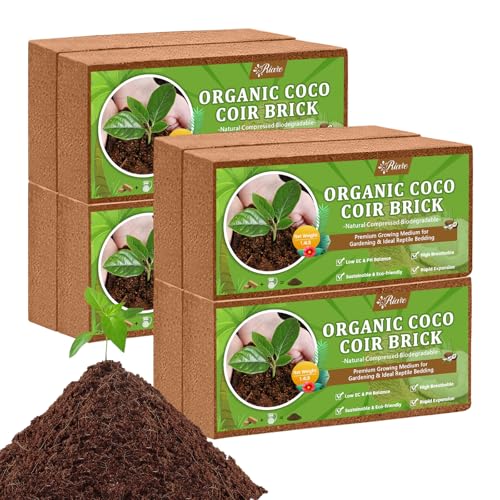 Riare 8pcs Organic Coco Coir Bricks, Natural Coconut Coir for Plants | High Expansion & Moisture Retention Coconut Husk Fiber for Seed Starting, Potting Mix, Composting, Soil Amendment & Reptiles - color: Pack of 8