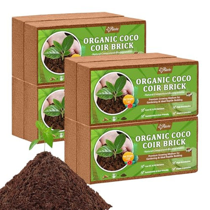 Riare 8pcs Organic Coco Coir Bricks, Natural Coconut Coir for Plants | High Expansion & Moisture Retention Coconut Husk Fiber for Seed Starting, Potting Mix, Composting, Soil Amendment & Reptiles - color: Pack of 8