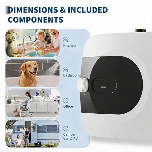1.6 Gallon Mini Tank Water Heater | Compact, Under Sink, 120V, Instant Hot Water, Kitchen Bathroom RV