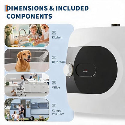 1.6 Gallon Mini Tank Water Heater | Compact, Under Sink, 120V, Instant Hot Water, Kitchen Bathroom RV
