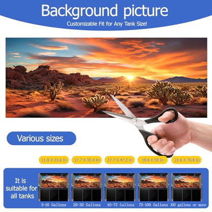Reptile Background Film, Static Cling, Glue-Free, Desert, 11.8"H×23.6"W | No Glue Static Cling • Spray Water to Apply • Realistic Desert Scene • Natural Terrarium Look • Reusable • Easy Trim - size: 11.8 X 23.6 Inches