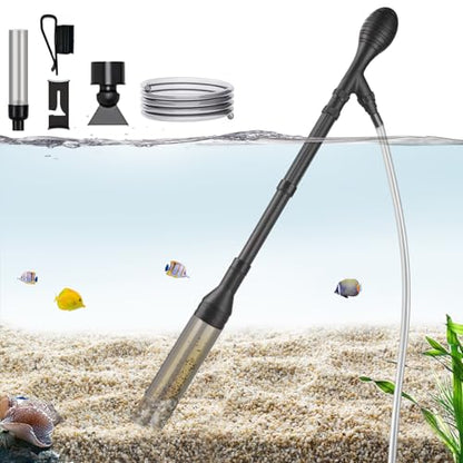 Carefree Fish Aquarium Gravel Cleaner 6Ft Hose Fish Tank Water Changer Sand Vacuum Adjustable Length ABS(for 20~100Gal Tank) 2026 New Upgrade Version - size: L(20~100Gal)