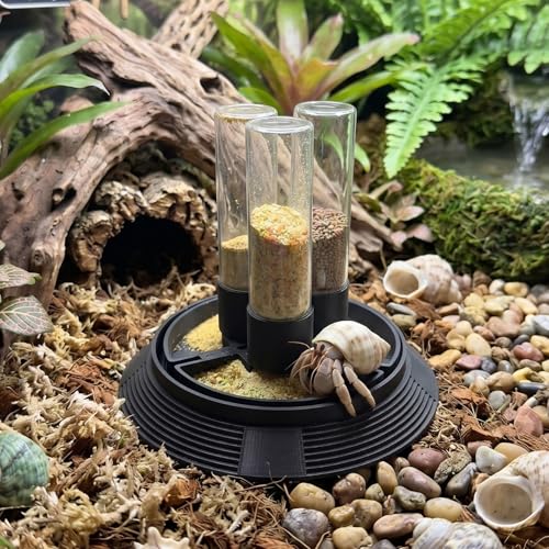 4-in-1 Hermit Crab Feeding Station - Integrated Nutrition and Hydration Center，3D-Printed Tank Accessories Made from Safe Materials, Suitable for Hermit Crabs and Small Reptiles. - color: Black