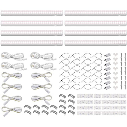 Barrina T5 Plant Lights, 5W LED Grow Light Strip, 1FT White Cover, 8 Packs | Linkable Plant Growing Lamp for House Plants, Under Cabinet Grow Lamp with 3 Mounting Modes, Pinkish White, Separate On/Off - color: Pinkish White, size: 1ft-white Cover