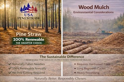 Long Needle Pine Straw Mulch - 160 Sqft Coverage 4 Set - Premium USA Harvested PineStraw for Landscaping, Weed Control, Moisture Retention & Erosion Control - USA Pinestraw - size: Pine Needle Mulch - Covers 160 Sqft 4 set